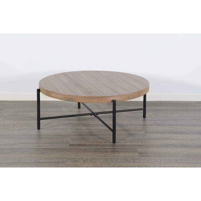 Sunny Designs Round 39" Distressed Coffee Table Weathered Brown - Bed & Sofa Hub