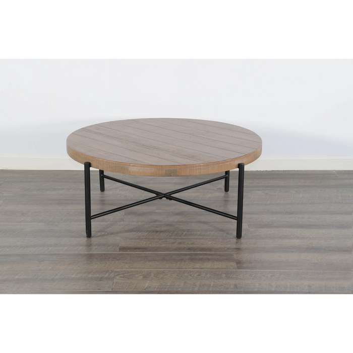 Sunny Designs Round 39" Distressed Coffee Table Weathered Brown - Bed & Sofa Hub