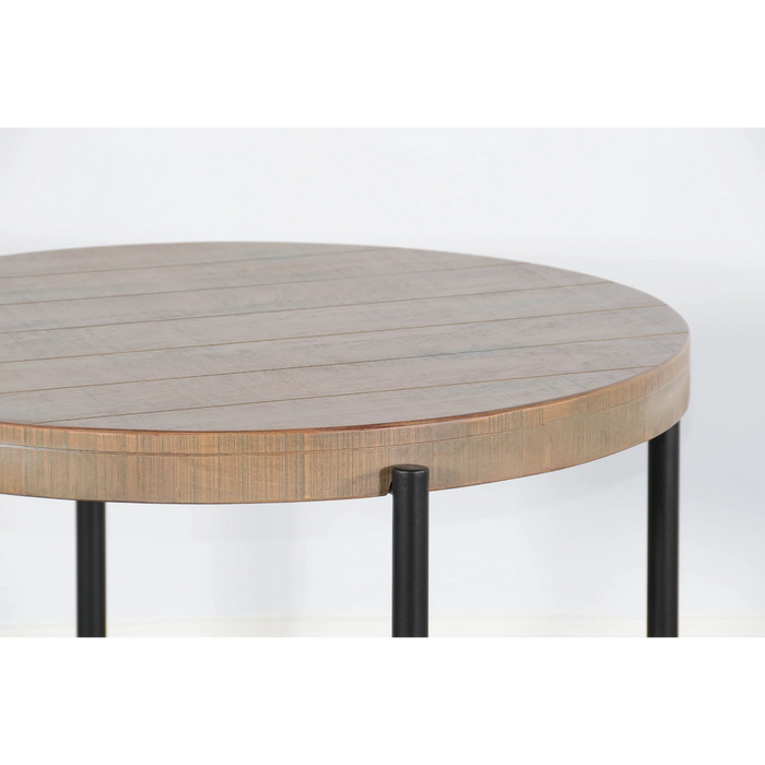 Sunny Designs Round 28" Distressed End Table Weathered Brown - Bed & Sofa Hub