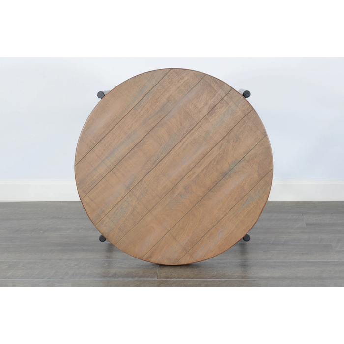 Sunny Designs Round 28" Distressed End Table Weathered Brown - Bed & Sofa Hub