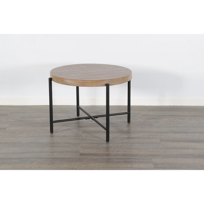 Sunny Designs Round 28" Distressed End Table Weathered Brown - Bed & Sofa Hub