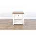 Sunny Designs Pasadena 1-Drawer Farmhouse Mahogany End Table in Off White Marble White and Buck Skin - Bed & Sofa Hub