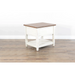 Sunny Designs Pasadena 1-Drawer Farmhouse Mahogany End Table in Off White Marble White and Buck Skin - Bed & Sofa Hub