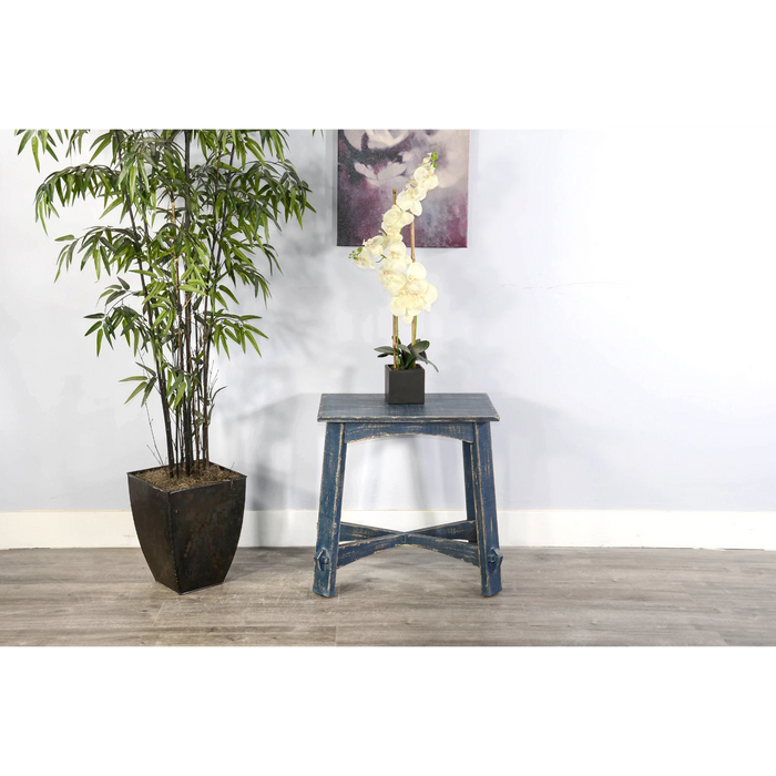 Sunny Designs Marina Farmhouse Mahogany Wood Chair Side Table in Ocean Blue - Bed & Sofa Hub