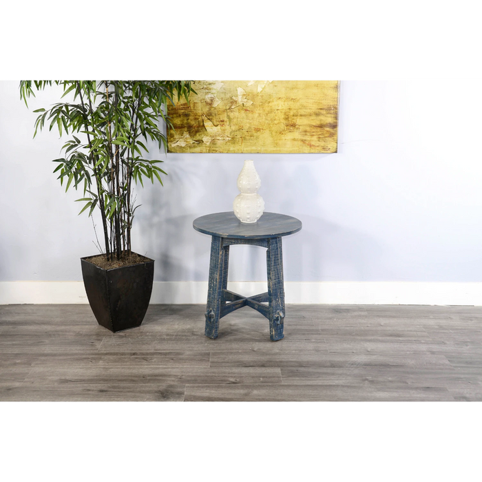 Sunny Designs Marina Farmhouse Mahogany Wood End Table in Ocean Blue - Bed & Sofa Hub