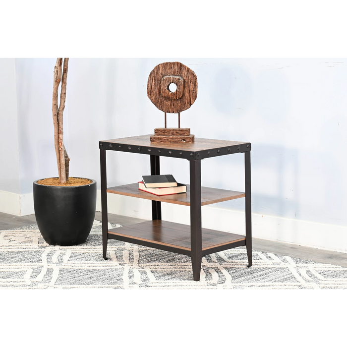 Sunny Designs San Diego Metal & Solid Wood Chair Side Table in Antique Brown - Bed & Sofa Hub
