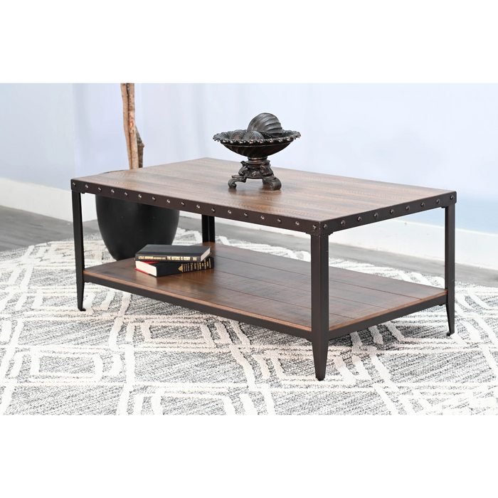 Sunny Designs San Diego Metal & Solid Wood Coffee Table in Antique Brown - Bed & Sofa Hub