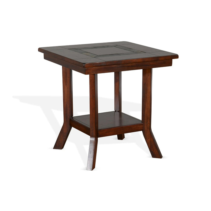 Sunny Designs Santa Fe 25" Mahogany Wood End Table in Dark Chocolate - Bed & Sofa Hub