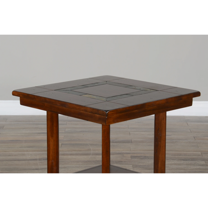 Sunny Designs Santa Fe 25" Mahogany Wood End Table in Dark Chocolate - Bed & Sofa Hub