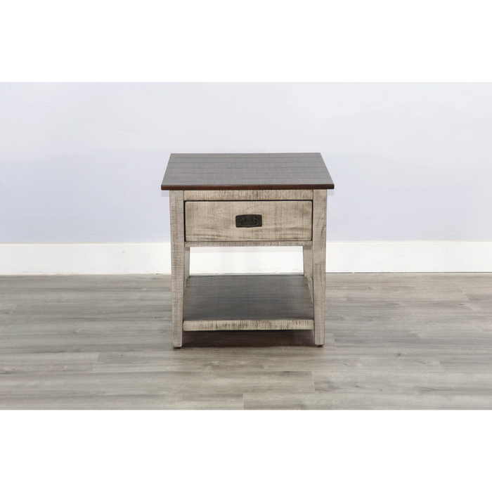 Sunny Designs End Table Tobacco Leaf and Alpine Grey - Bed & Sofa Hub