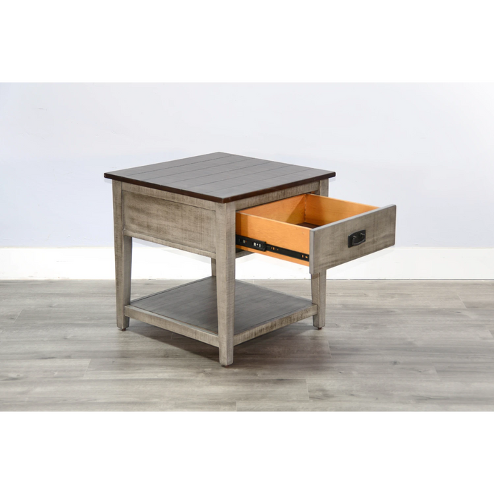 Sunny Designs End Table Tobacco Leaf and Alpine Grey - Bed & Sofa Hub