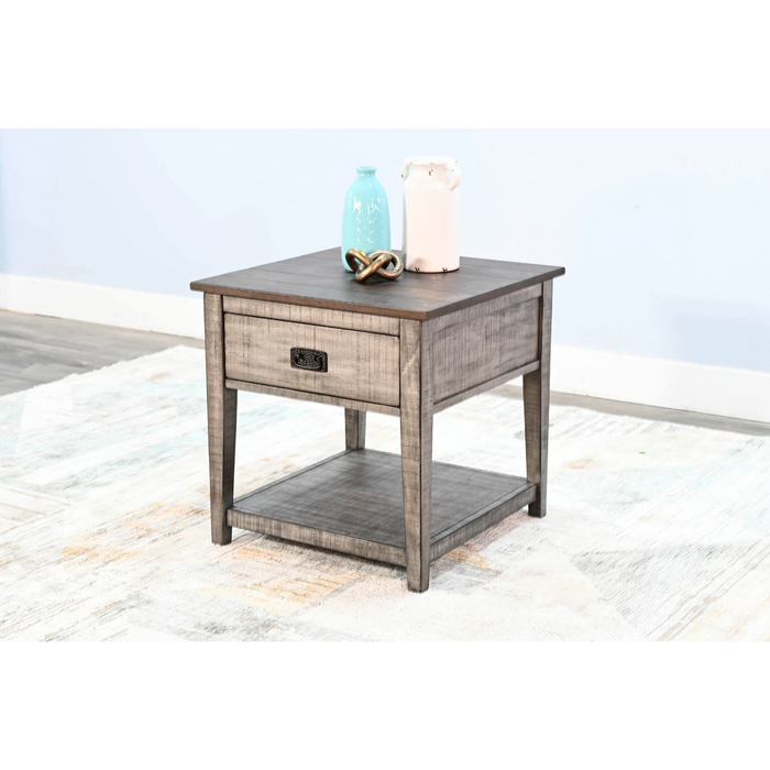Sunny Designs End Table Tobacco Leaf and Alpine Grey - Bed & Sofa Hub