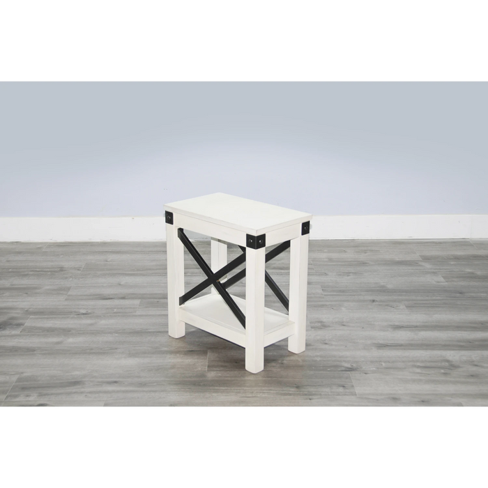 Sunny Designs Bayside White Wood Chair Side Table Marble White - Bed & Sofa Hub