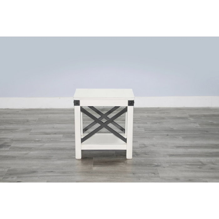 Sunny Designs Bayside White Wood Chair Side Table Marble White - Bed & Sofa Hub