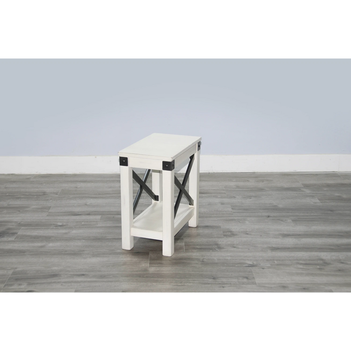 Sunny Designs Bayside White Wood Chair Side Table Marble White - Bed & Sofa Hub