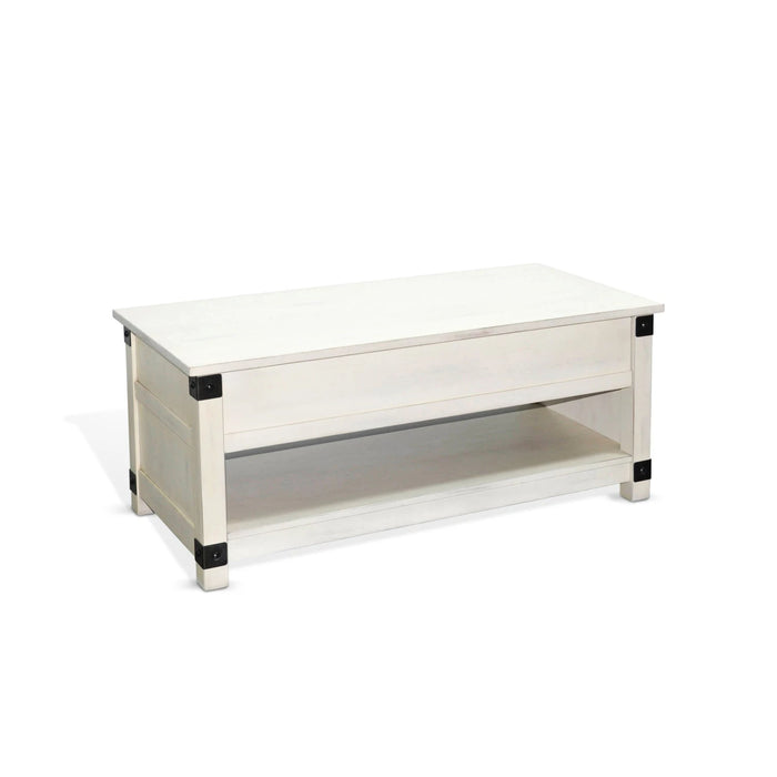 Sunny Designs Bayside Wood Coffee Table with Lift Top Marble White - Bed & Sofa Hub