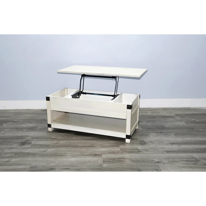 Sunny Designs Bayside Wood Coffee Table with Lift Top Marble White - Bed & Sofa Hub