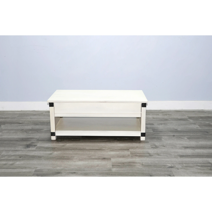 Sunny Designs Bayside Wood Coffee Table with Lift Top Marble White - Bed & Sofa Hub