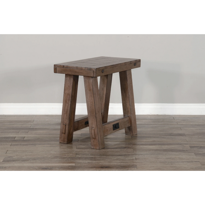 Sunny Designs Doe Valley 16" Mahogany Wood Chair Side Table in Taupe Brown Buckskin - Bed & Sofa Hub