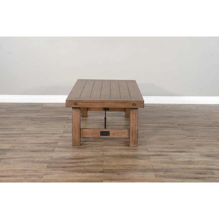 Sunny Designs Doe Valley 52" Farmhouse Wood Coffee Table in Taupe Brown Buckskin - Bed & Sofa Hub