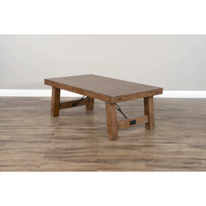 Sunny Designs Doe Valley 52" Farmhouse Wood Coffee Table in Taupe Brown Buckskin - Bed & Sofa Hub