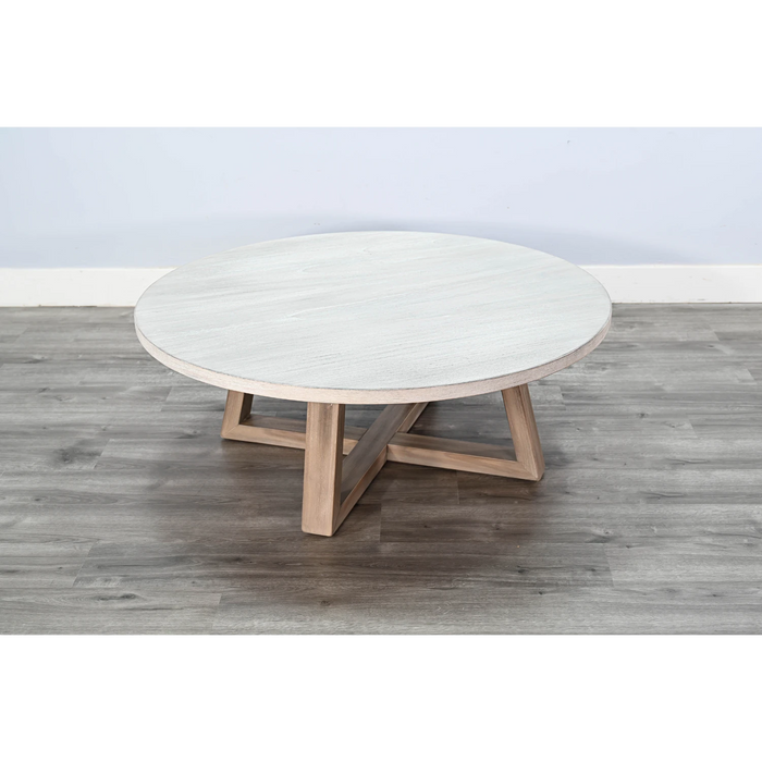 Sunny Designs Rowan Round Coffee Table Light Grey/Wheat - Bed & Sofa Hub