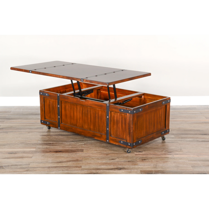 Sunny Designs Lift Top Wood Coffee Table Dark Chocolate - Bed & Sofa Hub