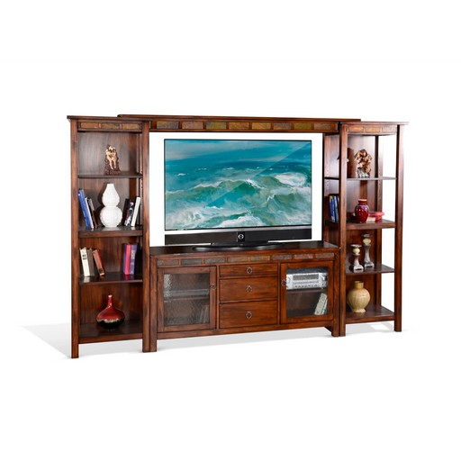 Sunny Designs Santa Fe Entertainment Wall with 2 Piers Dark Chocolate - Bed & Sofa Hub