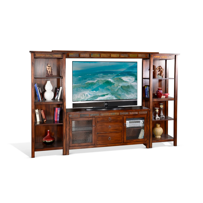 Sunny Designs Santa Fe Entertainment Wall with 2 Piers Dark Chocolate - Bed & Sofa Hub