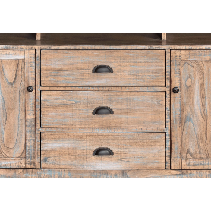 Sunny Designs Durango Entertainment Wall with 66" Console & 2 Piers Weathered Brown - Bed & Sofa Hub