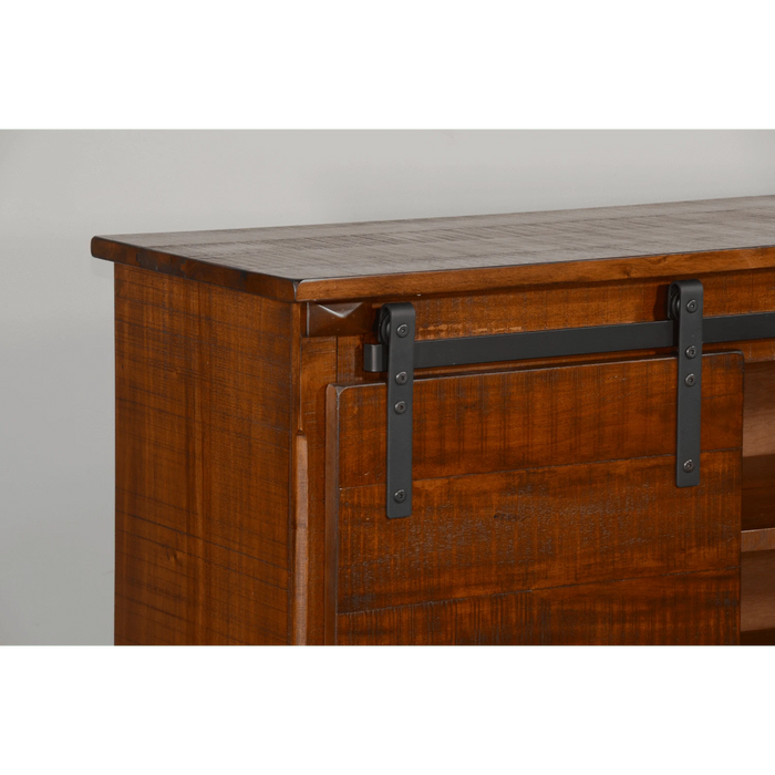 Sunny Designs 65" TV Console with Barn Door Dark Chocolate - Bed & Sofa Hub
