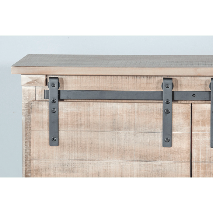 Sunny Designs 65" TV Console with Barn Door Mountain Smoke - Bed & Sofa Hub