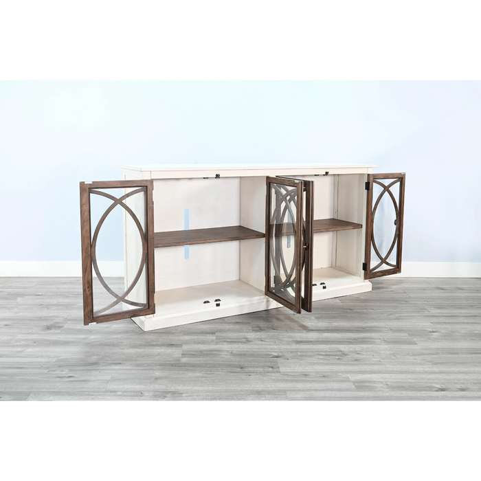 Sunny Designs 78" Media Console  Marble White/Buckskin - Bed & Sofa Hub