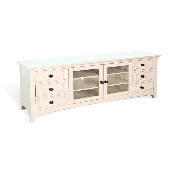 Sunny Designs 82" Media Console Marble White - Bed & Sofa Hub