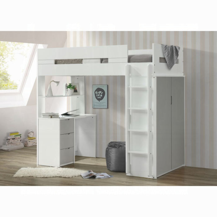 ACME Nerice Twin Loft Bed W/Desk & Wardrobe - Bed & Sofa Hub