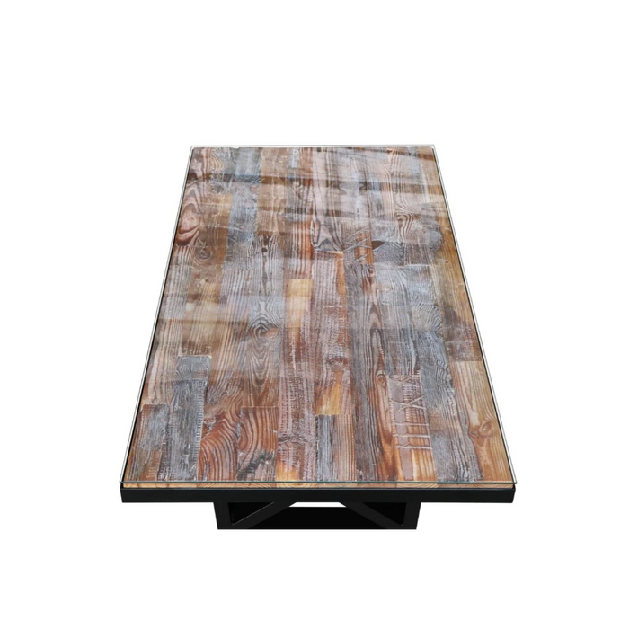 Maxima House Kanto-T Glass Top Solid Wood Dining Table - Bed & Sofa Hub