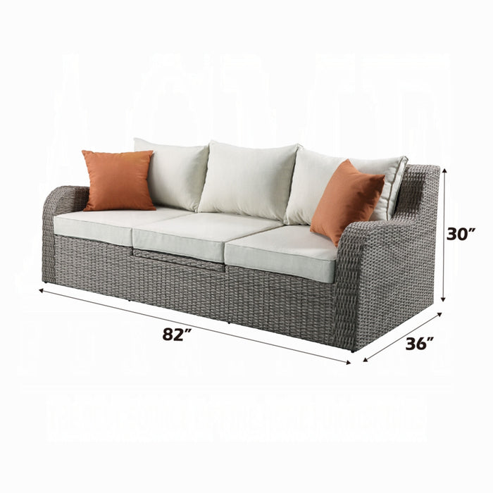 ACME Salena Patio Sofa W/2 Pillows & 2 Ottomans - Bed & Sofa Hub