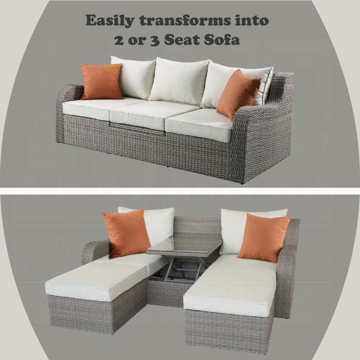 ACME Salena Patio Sofa W/2 Pillows & 2 Ottomans - Bed & Sofa Hub