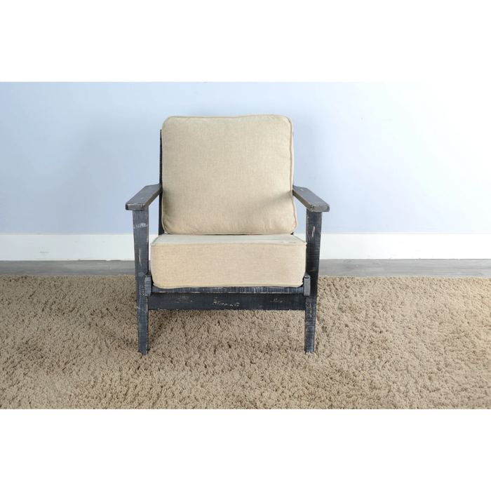 Sunny Designs Marina Mid-Century Mahogany Accent Chair with Cushion - Black Sand - Bed & Sofa Hub