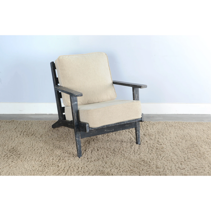 Sunny Designs Marina Mid-Century Mahogany Accent Chair with Cushion - Black Sand - Bed & Sofa Hub