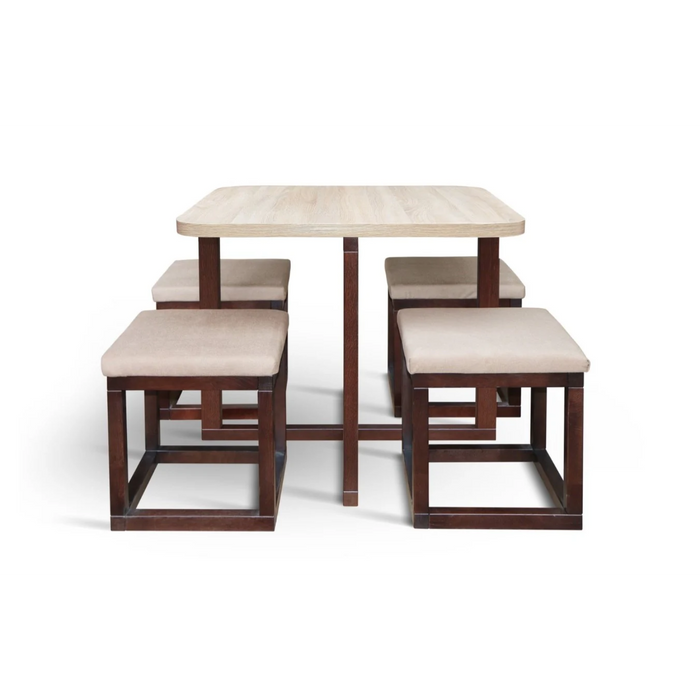 Maxima House Mirage-Q 5 Pcs. Wooden Dining Set - Bed & Sofa Hub