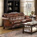 Coaster Victoria Full Leather Upholstered Rolled Arm Sofa Brown - Bed & Sofa Hub