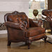 Coaster Victoria Full Leather Upholstered Rolled Arm Chair Brown - Bed & Sofa Hub