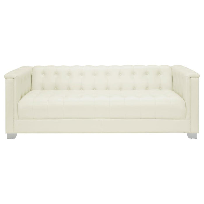 Coaster Chaviano 4-piece Upholstered Track Arm Sofa Living Room Set Pearl White - Bed & Sofa Hub