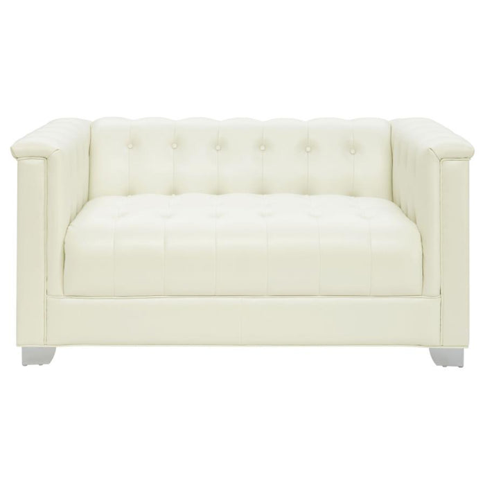 Coaster Chaviano 4-piece Upholstered Track Arm Sofa Living Room Set Pearl White - Bed & Sofa Hub
