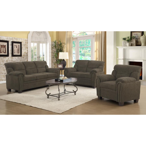 Coaster Clementine 3-piece Upholstered Padded Arm Sofa Living Room Set Brown - Bed & Sofa Hub
