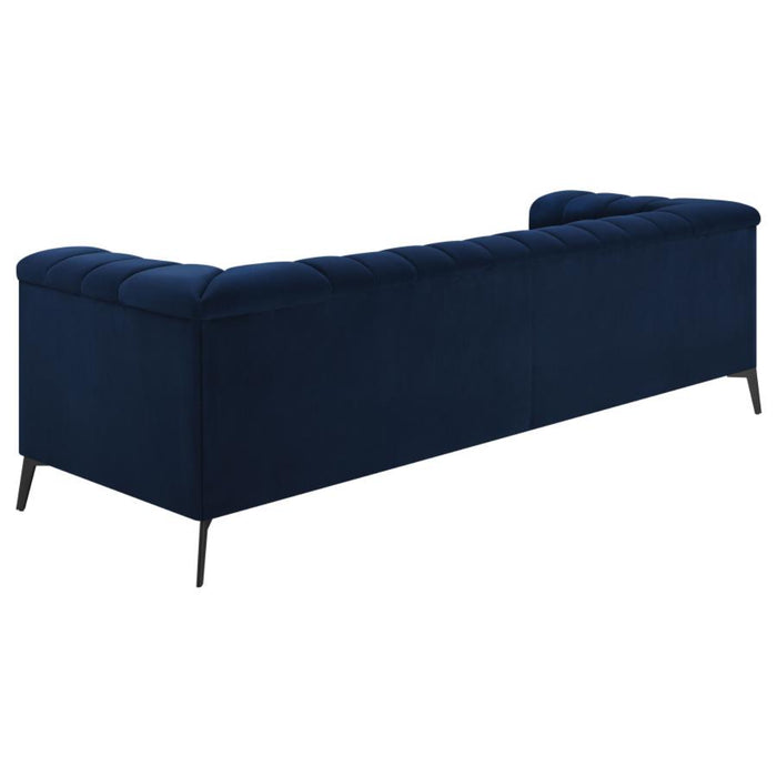 Coaster Chalet 3-piece Upholstered Tuxedo Arm Tufted Sofa Living Room Set Blue - Bed & Sofa Hub