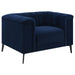 Coaster Chalet 3-piece Upholstered Tuxedo Arm Tufted Sofa Living Room Set Blue - Bed & Sofa Hub