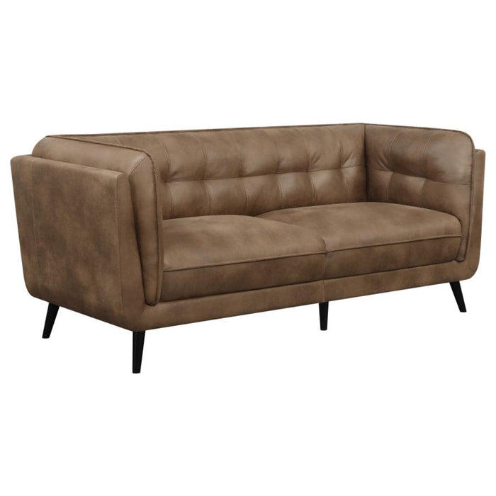 Coaster Thatcher 3-piece Upholstered Tuxedo Arm Sofa Living Room Set Brown - Bed & Sofa Hub