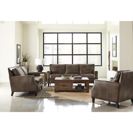 Coaster Leaton 3-piece Upholstered Recessed Arm Sofa Living Room Set Brown Sugar - Bed & Sofa Hub
